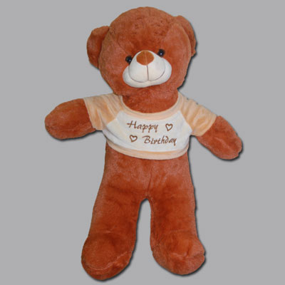 "Brown Teddy with Happy Birthday Msg - BST- 9806- 001 - Click here to View more details about this Product